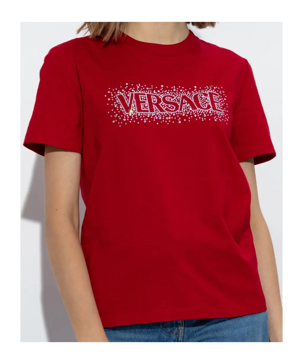 Versace Logo-Embellished Crewneck T-Shirt