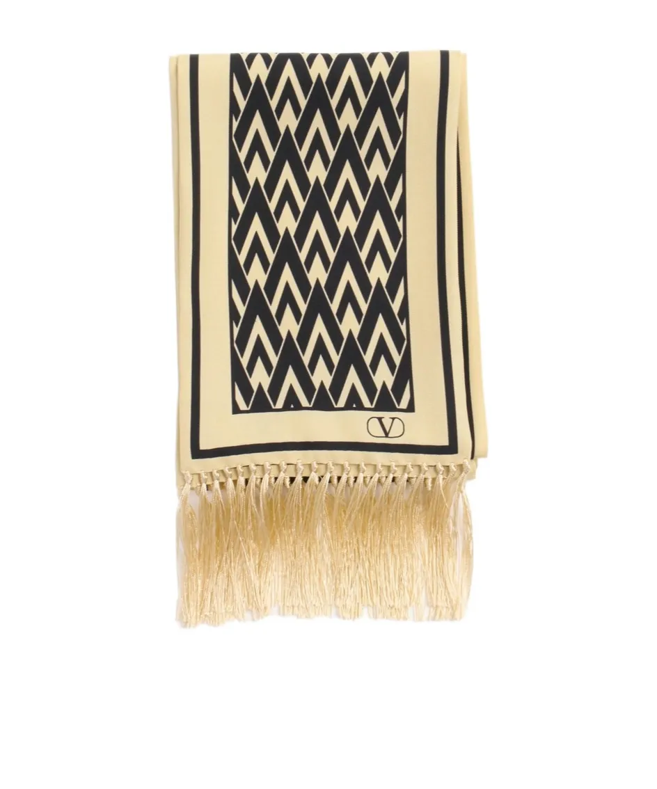 Valentino Toute La V Fringed Edge Scarf