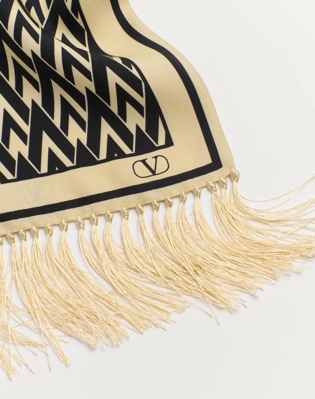 Valentino Toute La V Fringed Edge Scarf