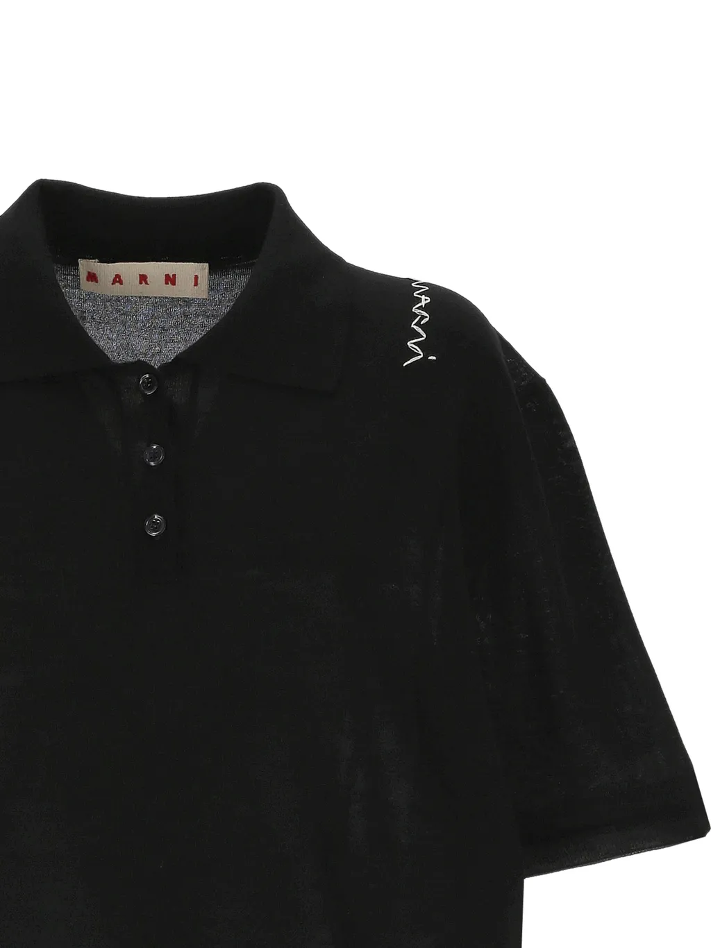 Marni Logo Embroidered Knitted Polo Top