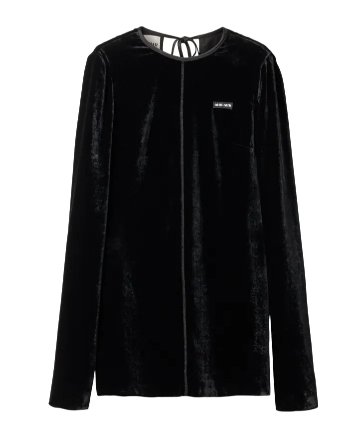 Miu Miu Long-Sleeved Velvet Mini Dress