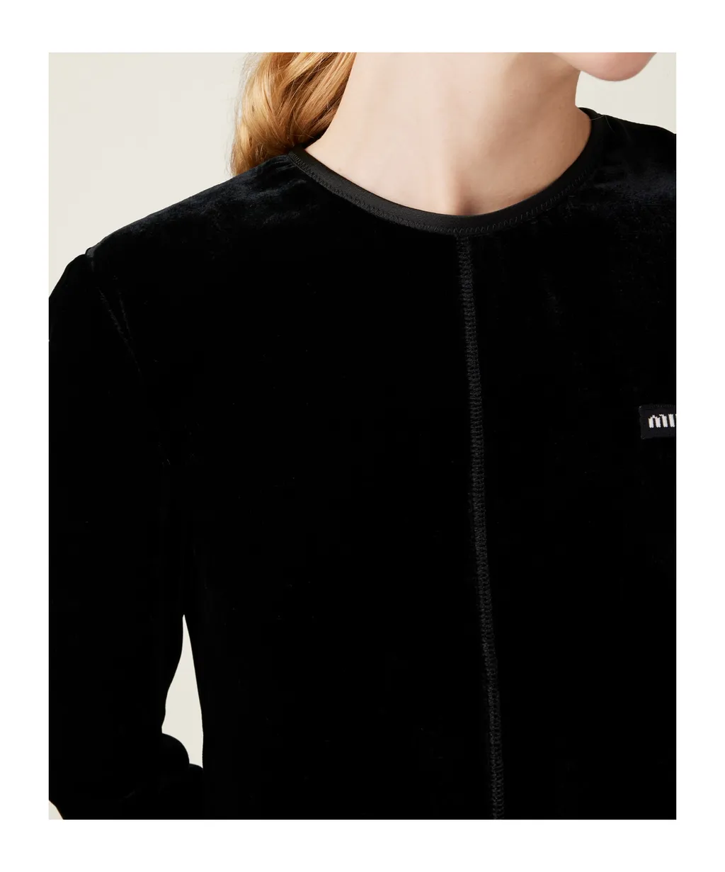 Miu Miu Long-Sleeved Velvet Mini Dress