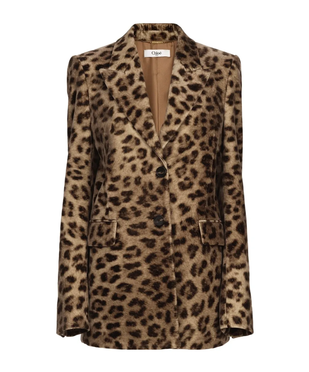 Chloé Leopard Print Button-Up Jacket