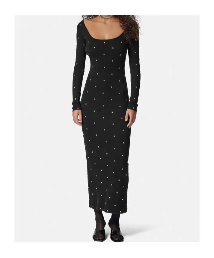 Versace Stud-Embellished Long-Sleeved Maxi Skirt