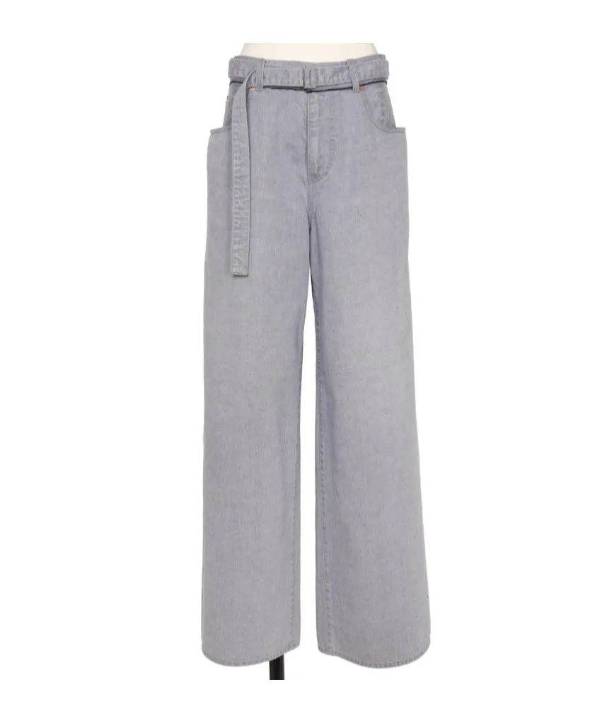 Wide-Leg Belted Jeans