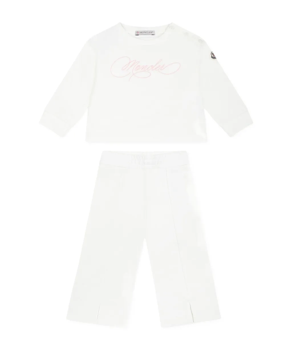 Moncler Enfant Embroidered Cursive Logo Set