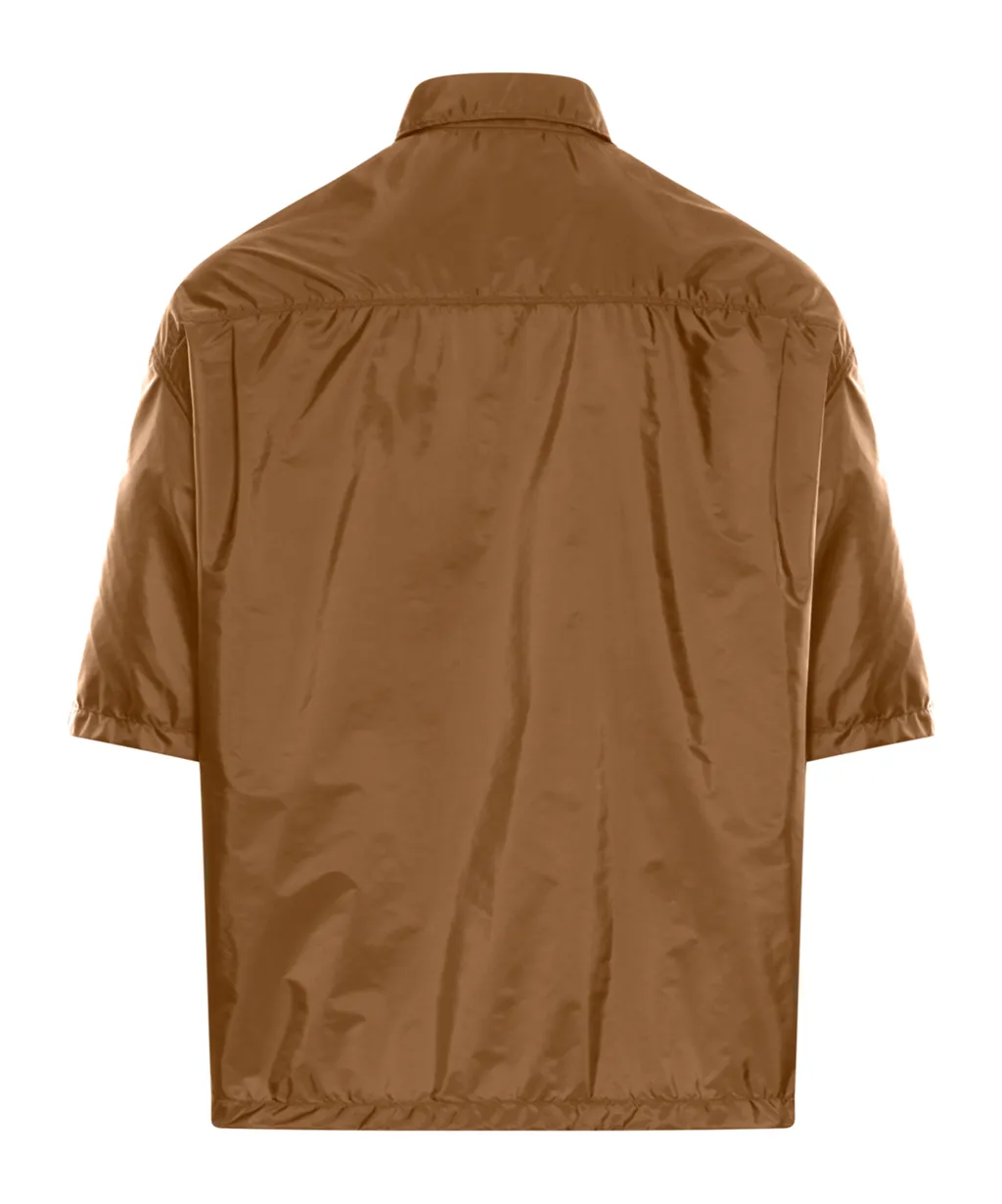 Prada Logo Plaque Zip-Up Shirt