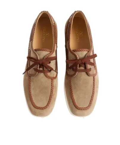 Valentino Almond Toe Lace-Up Boat Shoes