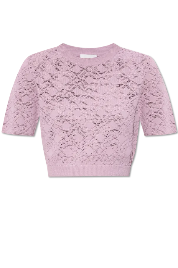 Givenchy Monogram 72 Jacquard Short-Sleeve Knit Top