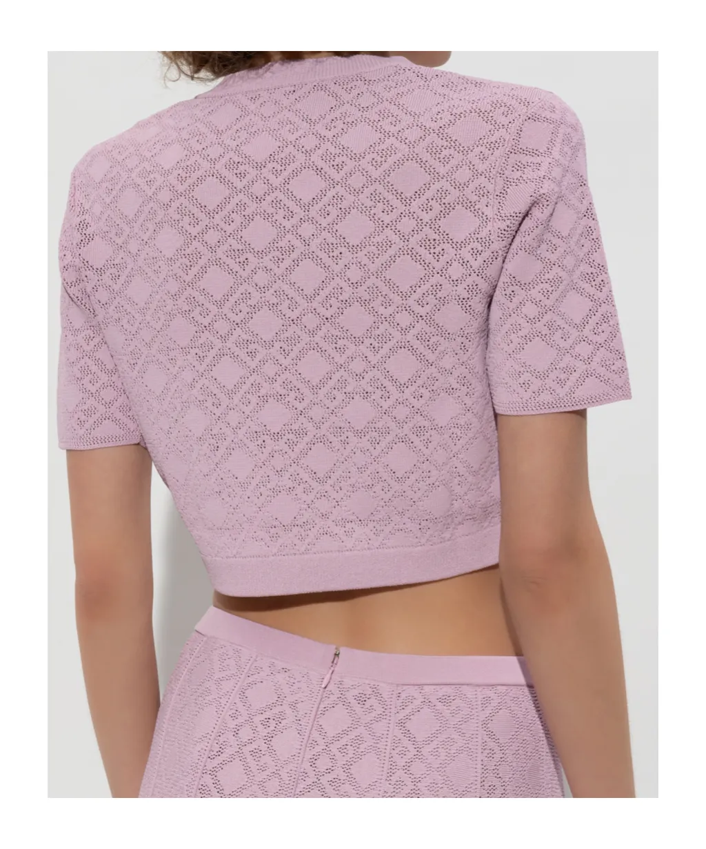 Givenchy Monogram 72 Jacquard Short-Sleeve Knit Top