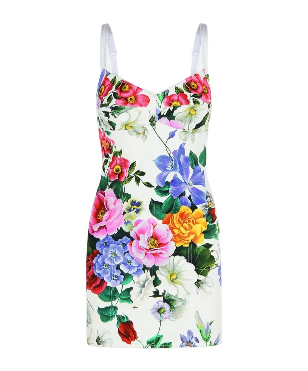 Dolce & Gabbana Peony Printed Calf-Length Dress