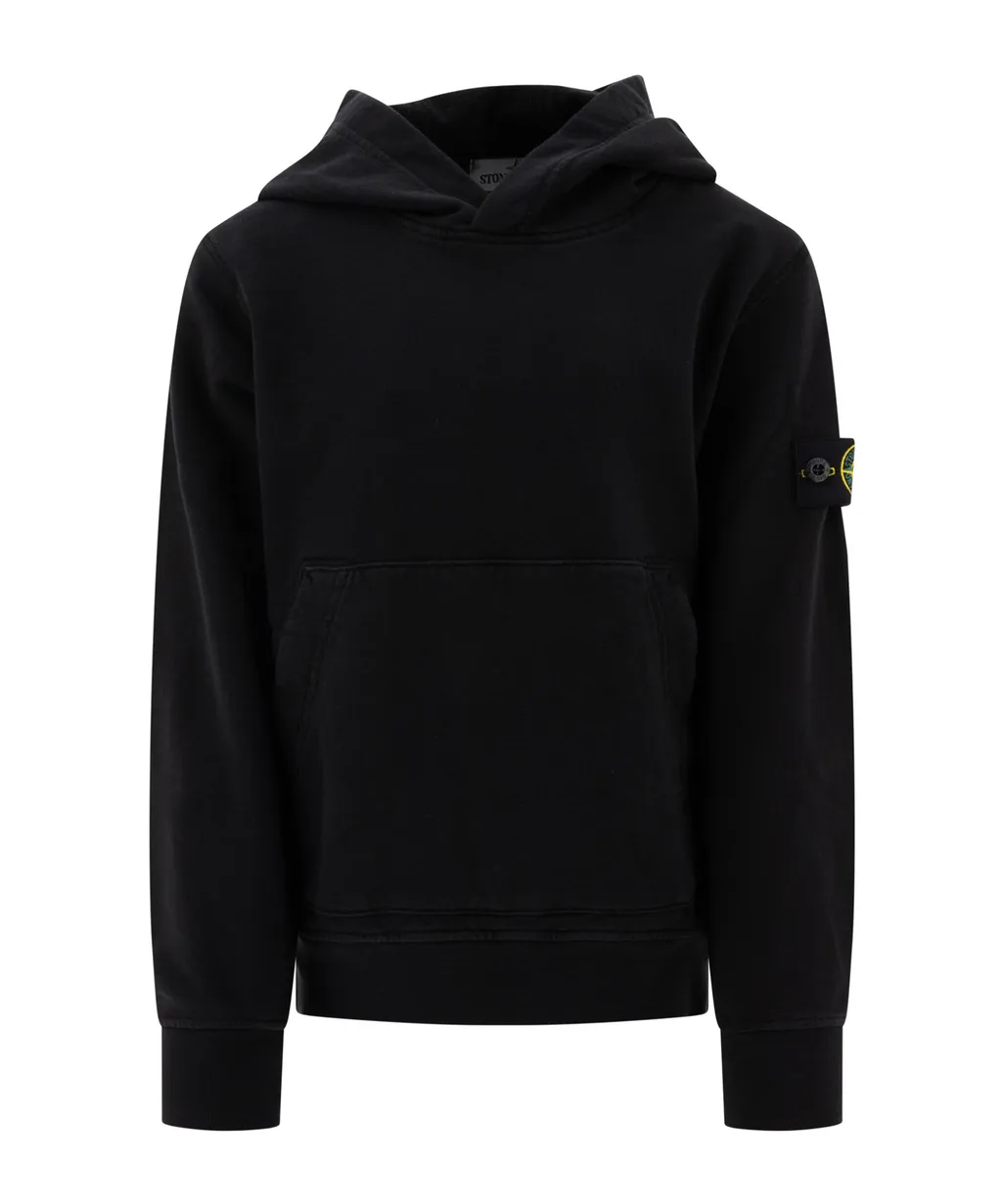 Stone Island Junior Compass Patch Fleece Hoodie