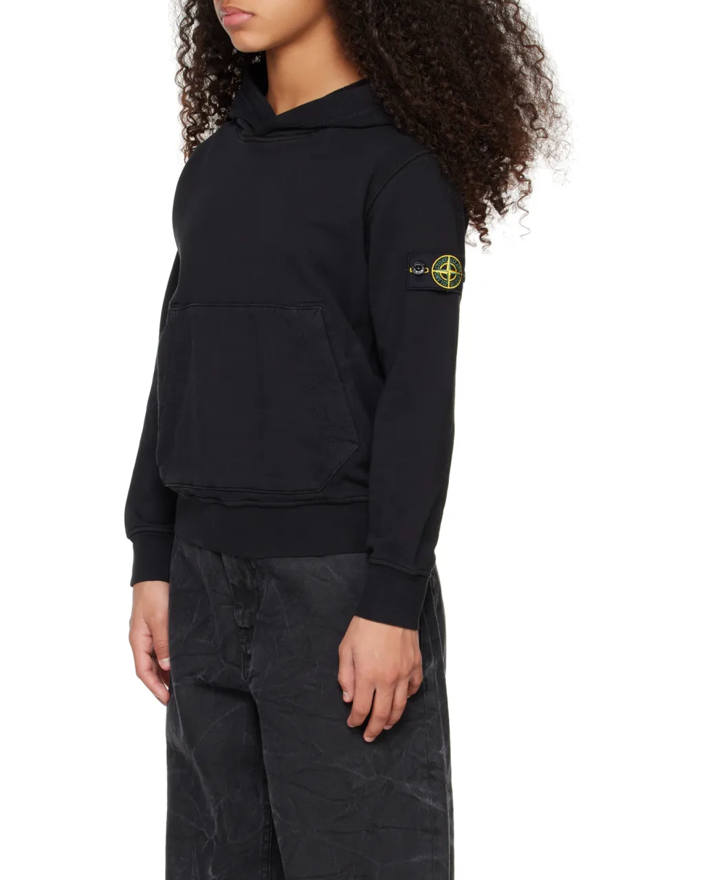 Stone Island Junior Compass Patch Fleece Hoodie