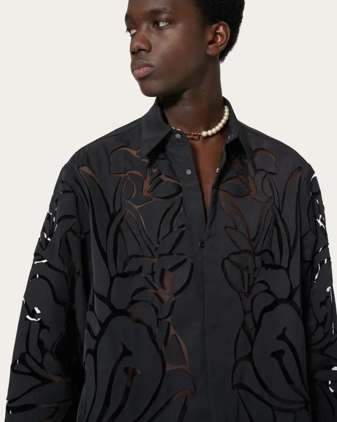 Flower Hollowed Out Shirt Casual Jacket