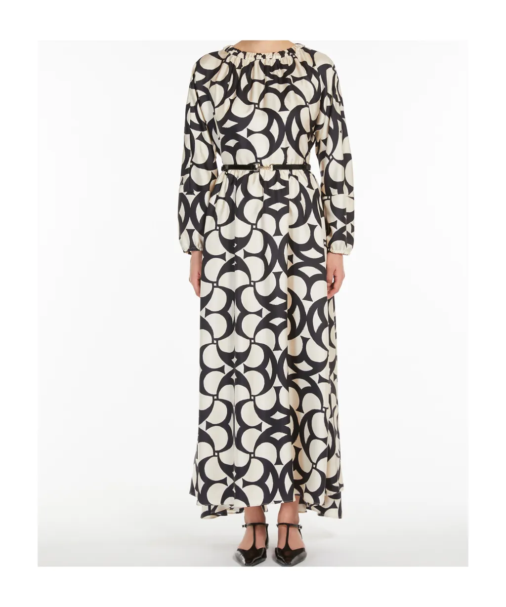 Printed Silk Flared Dress