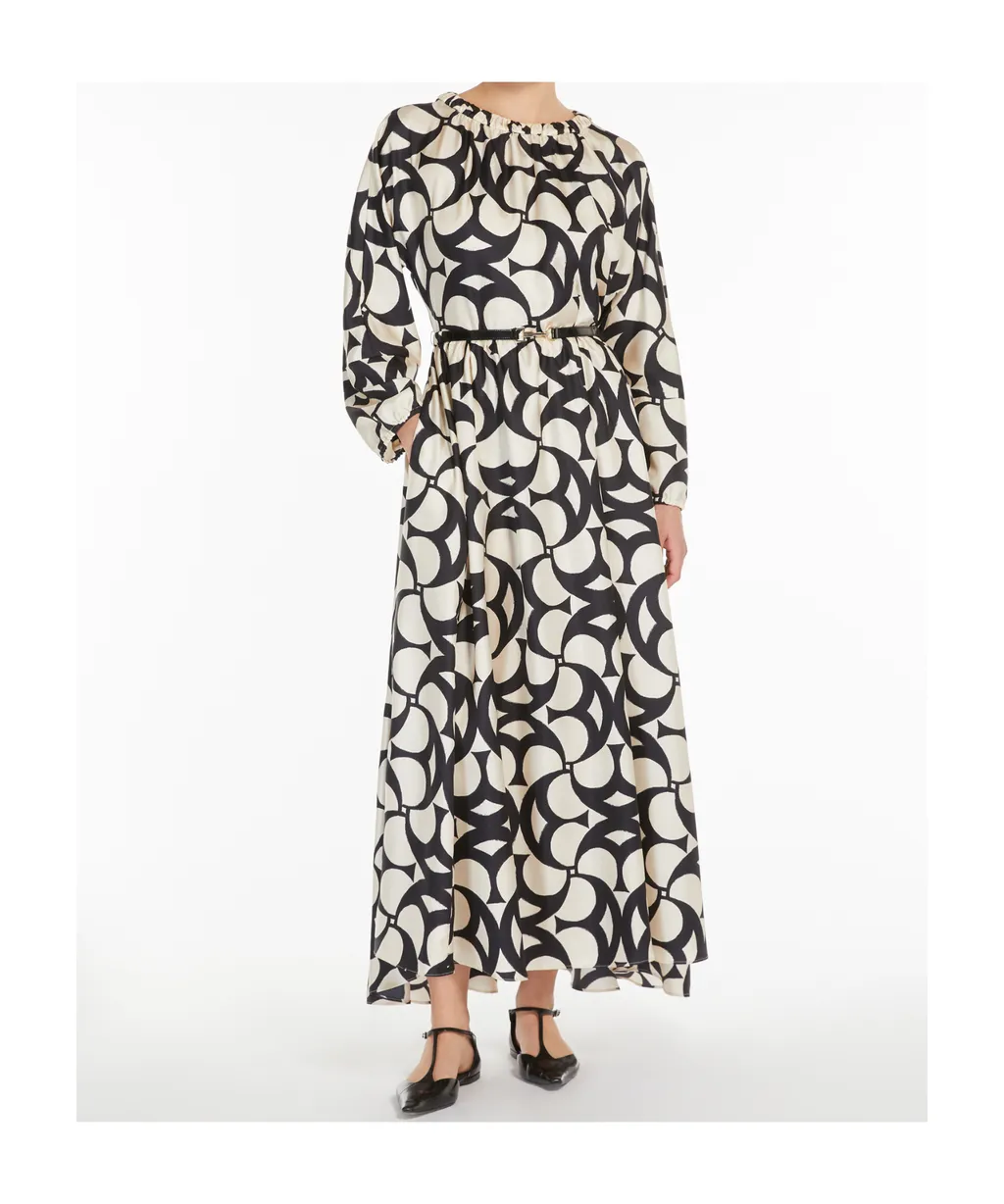 Printed Silk Flared Dress