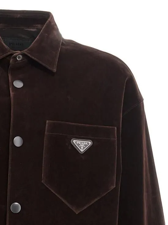 Prada Logo Plaque Button-Up Shirt