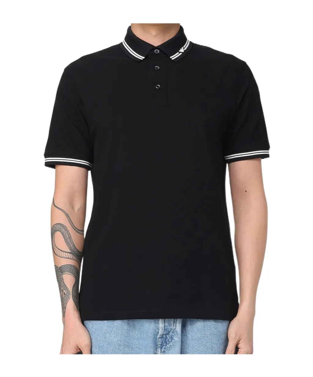 Emporio Armani Piped Collar Piqué Polo Shirt