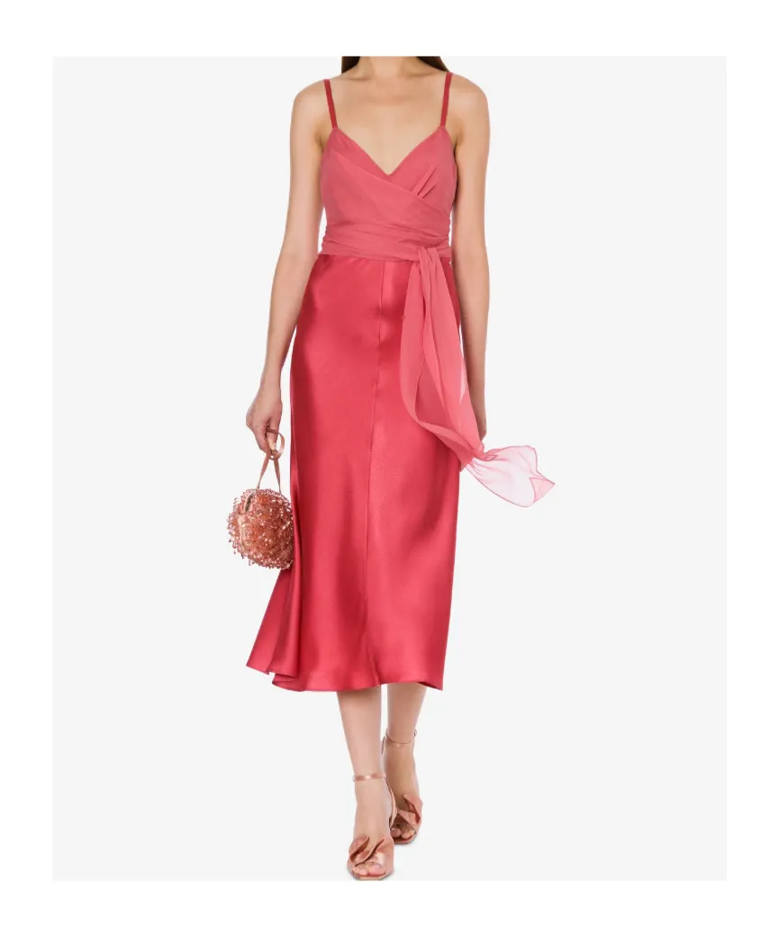 Alberta Ferretti V-Neck Long-Sleeved Satin Dress