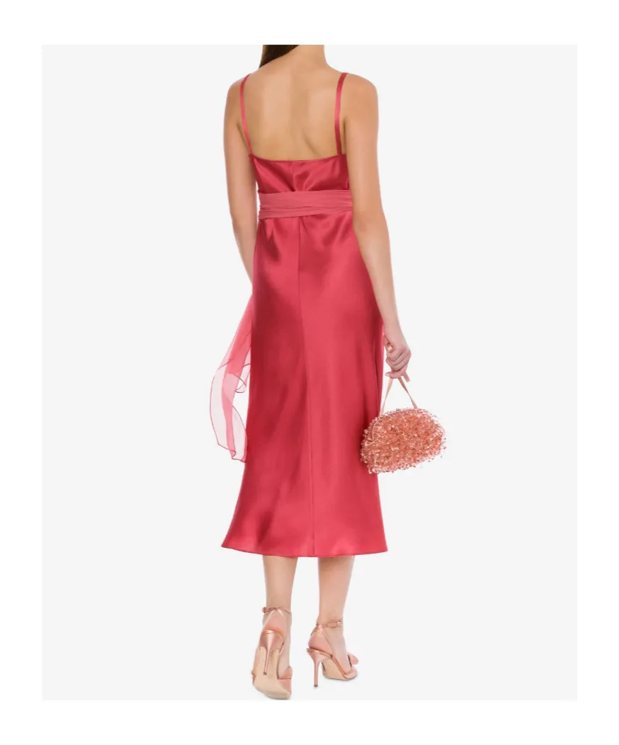 Alberta Ferretti V-Neck Long-Sleeved Satin Dress