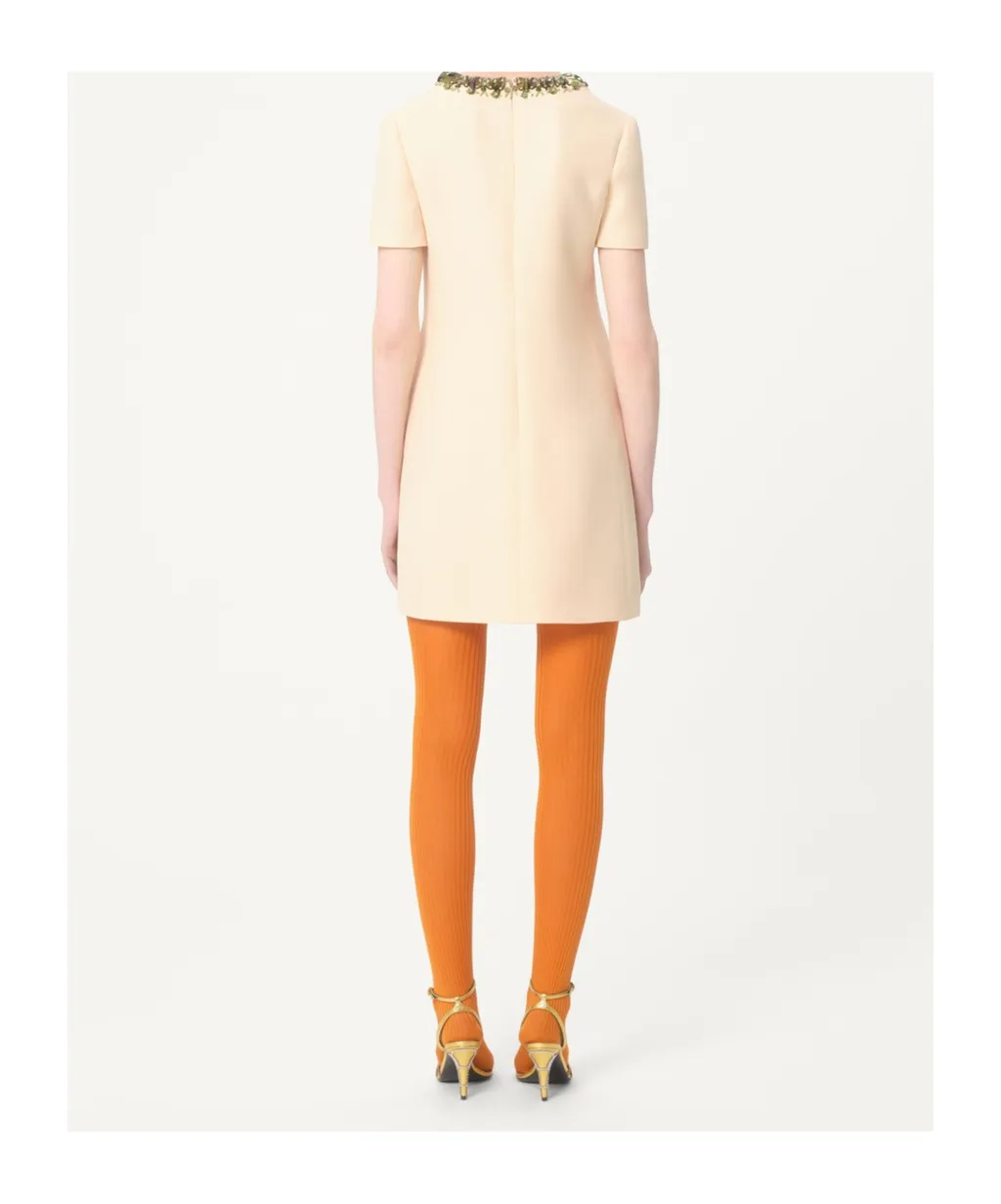 Embroidered Crepe Couture Short Dress