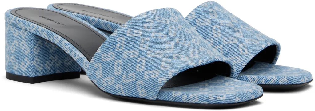 Givenchy 4G Block Heel Denim Mules