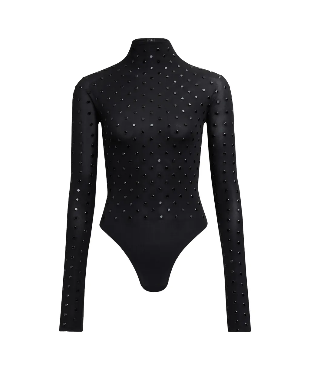 Rhinestone High-Neck Bodysuit