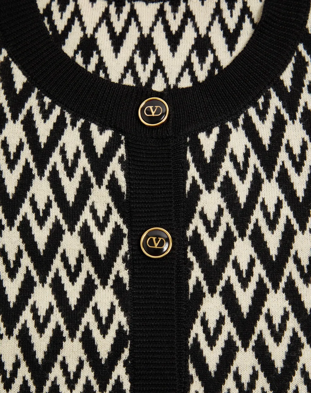 Valentino Toute La V-Jacquard Button-Up Cardigan