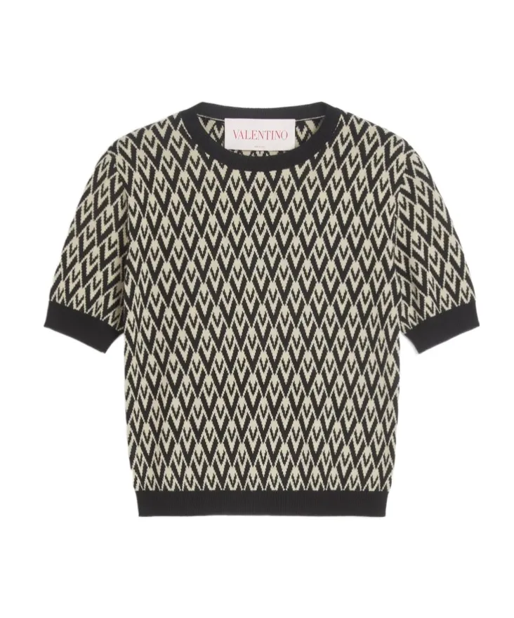 Valentino Toute La V Jacquard Crewneck Jumper