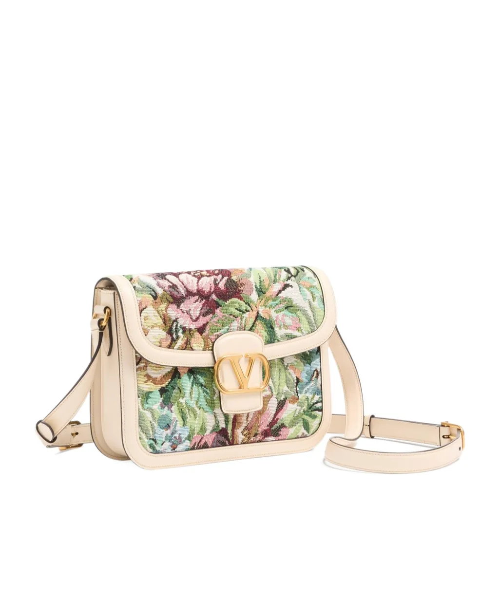 Valentino Floral Patterned Foldover Top Shoulder Bag