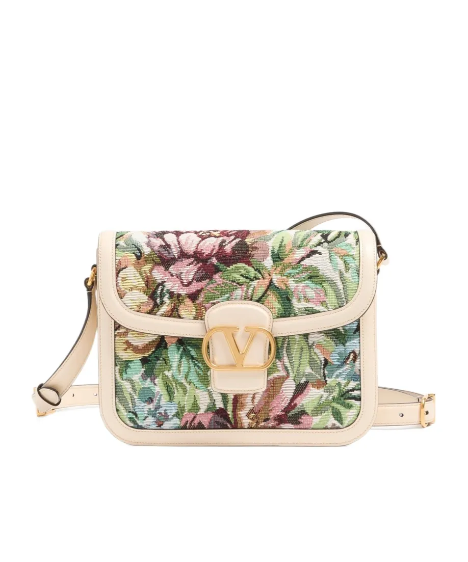 Valentino Floral Patterned Foldover Top Shoulder Bag