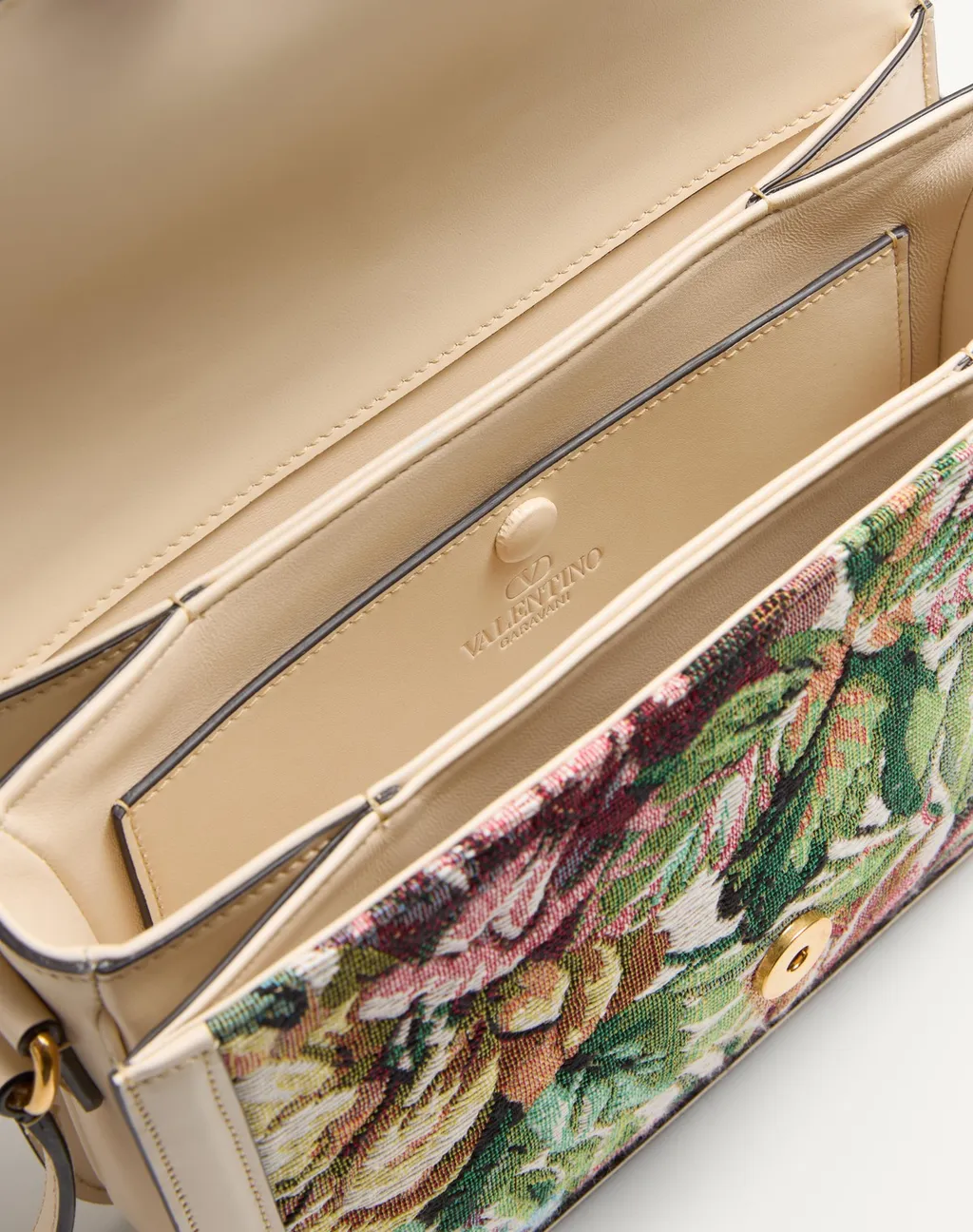 Valentino Floral Patterned Foldover Top Shoulder Bag