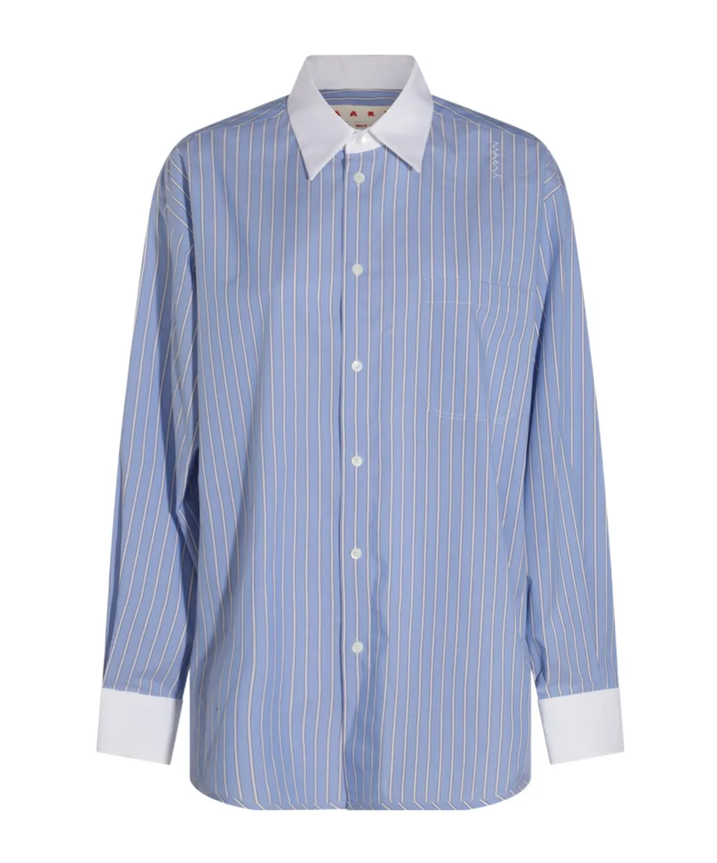 Marni Striped Curved Hem Shirt