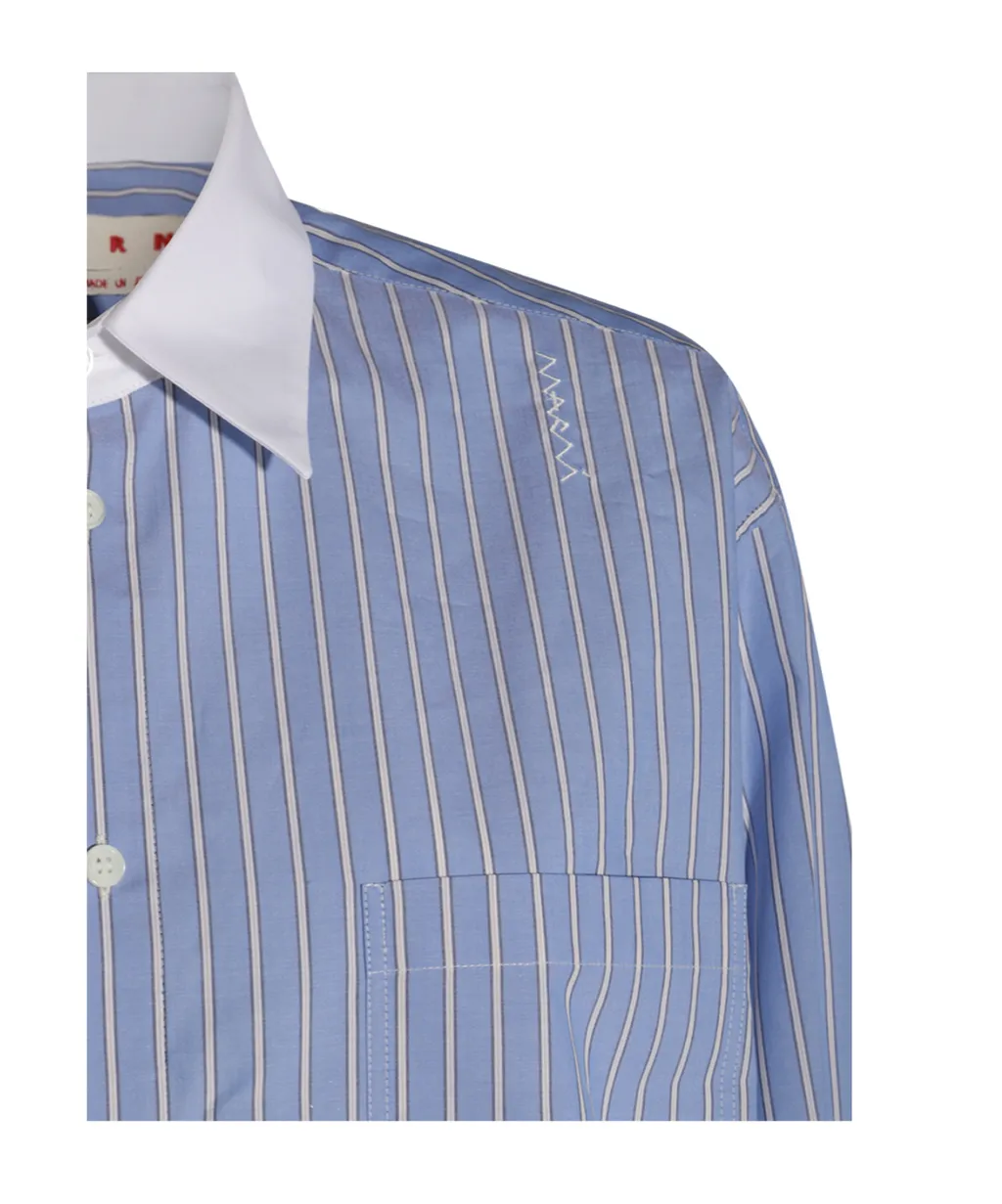 Marni Striped Curved Hem Shirt