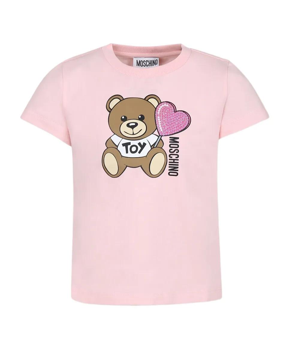 Moschino Kids Teddy Bear-Printed Crewneck T-Shirt