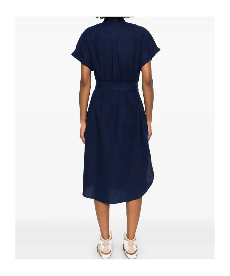 Polo Ralph Lauren Logo Embroidered Oxford Midi Shirt Dress