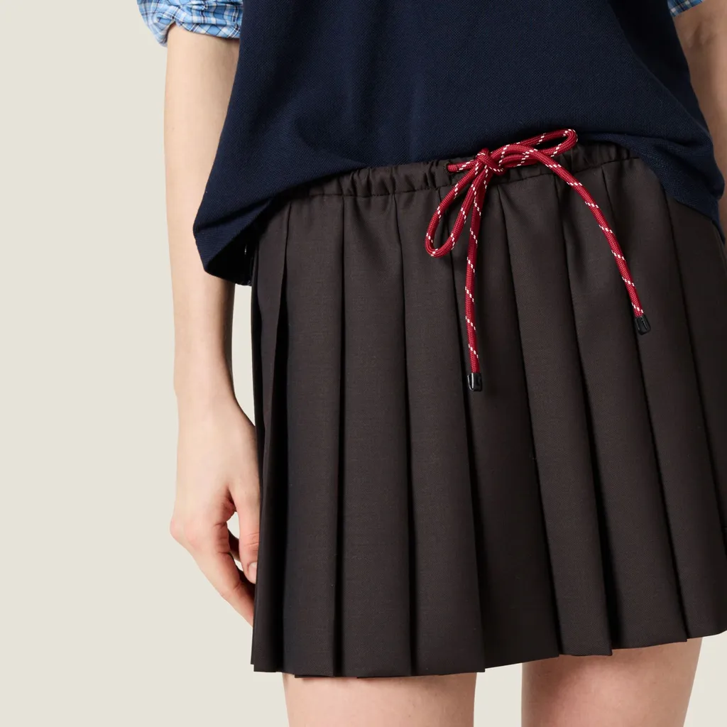 Miu Miu Drawstring Pleated Mini Skirt