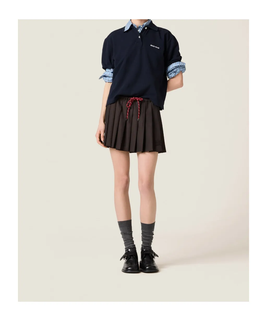 Miu Miu Drawstring Pleated Mini Skirt