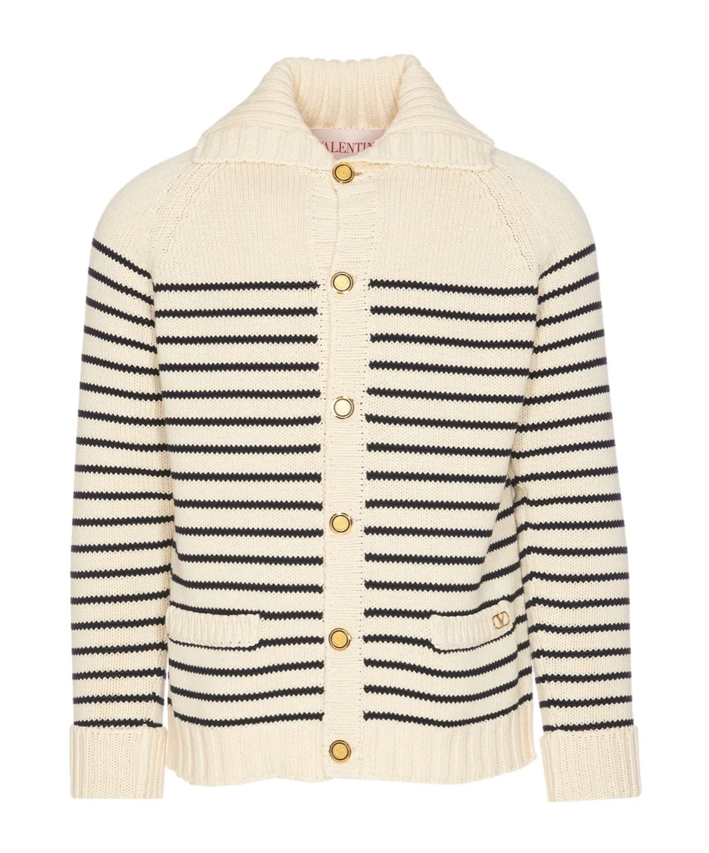 Valentino Striped Knit Cardigan