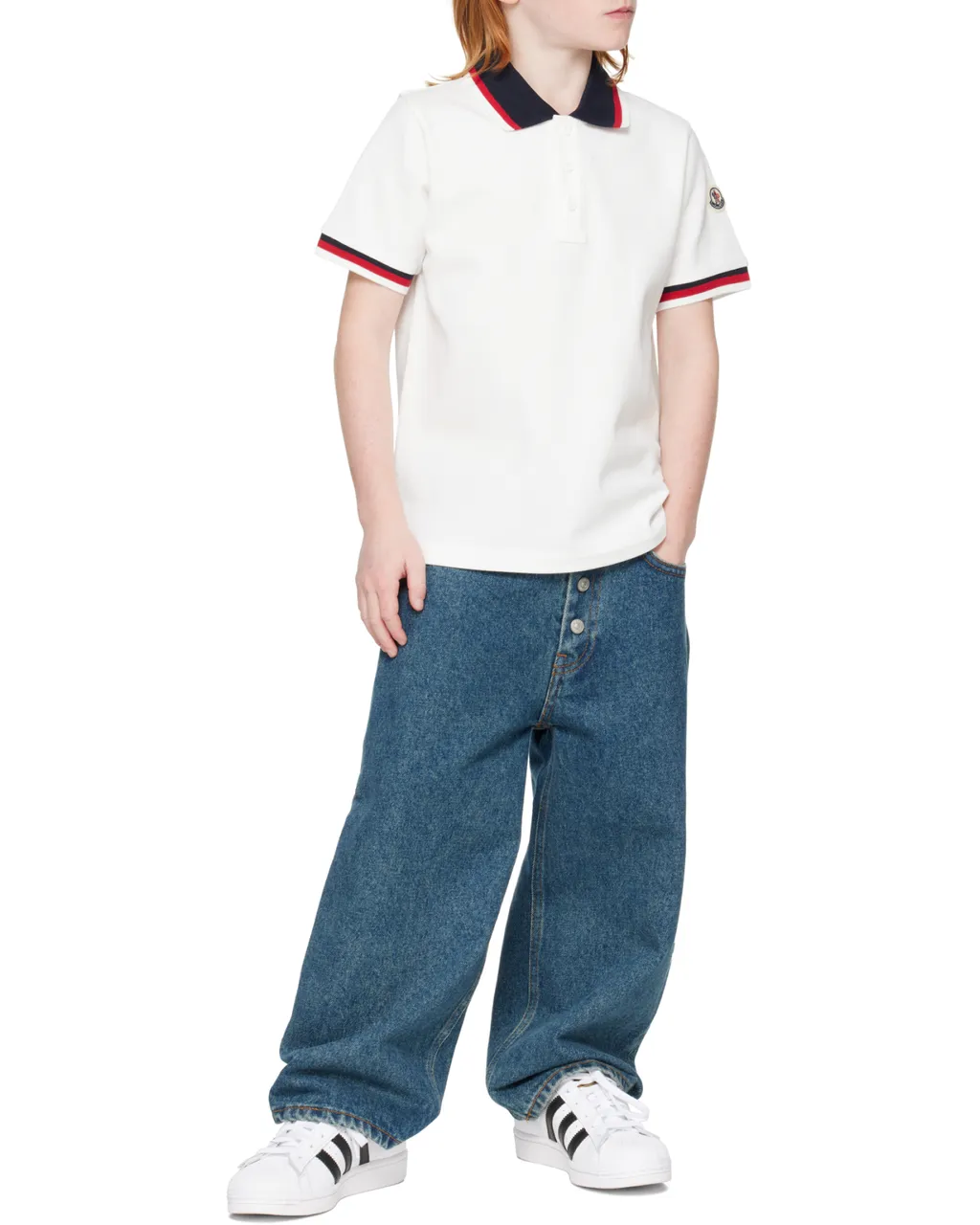 Moncler Enfant Tricolor-Trimmed Polo Shirt