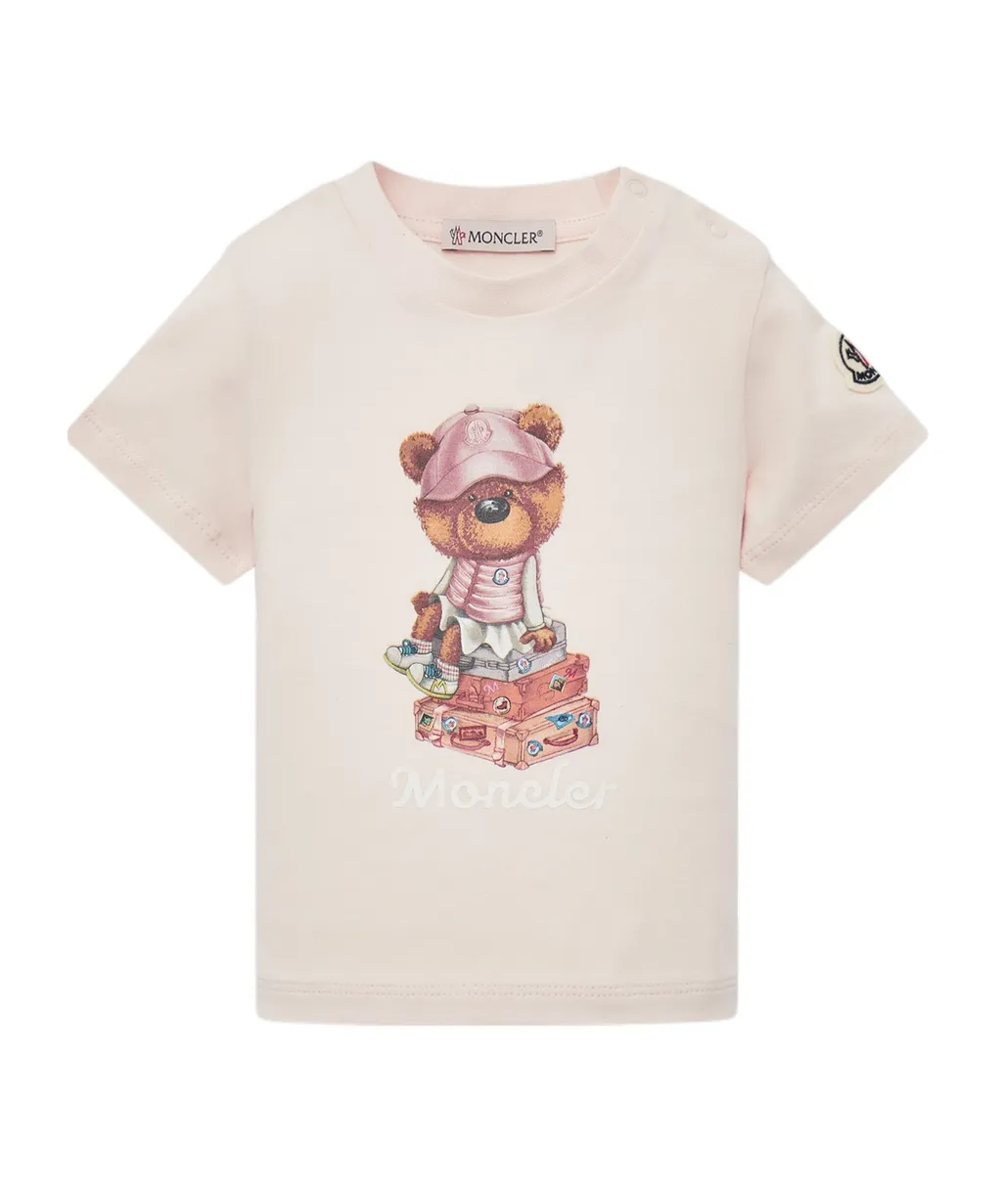 Teddy Bear Motif Cotton T-Shirt