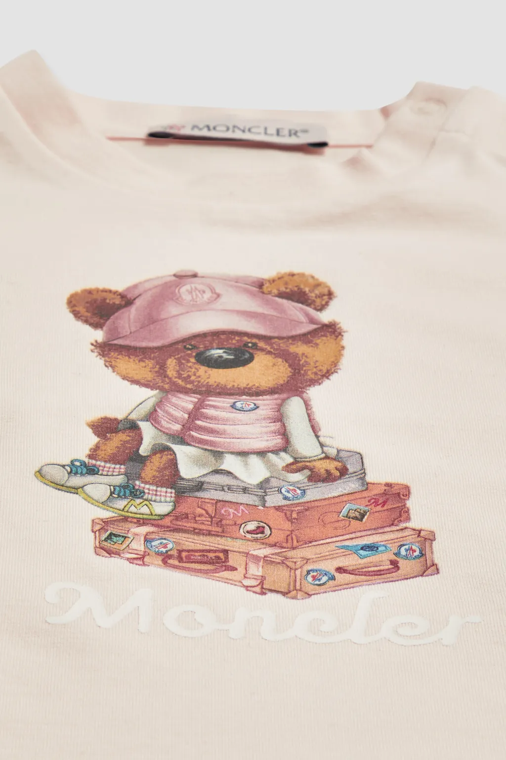 Teddy Bear Motif Cotton T-Shirt