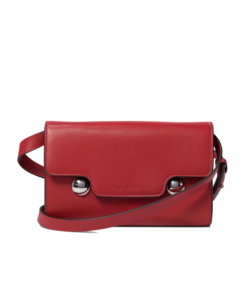 Marni Logo Debossed Foldover Top Crossbody Bag