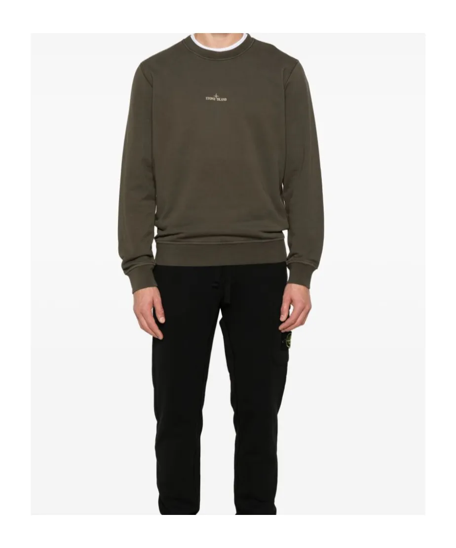 Stone Island Logo-Printed Crewneck Sweatshirt