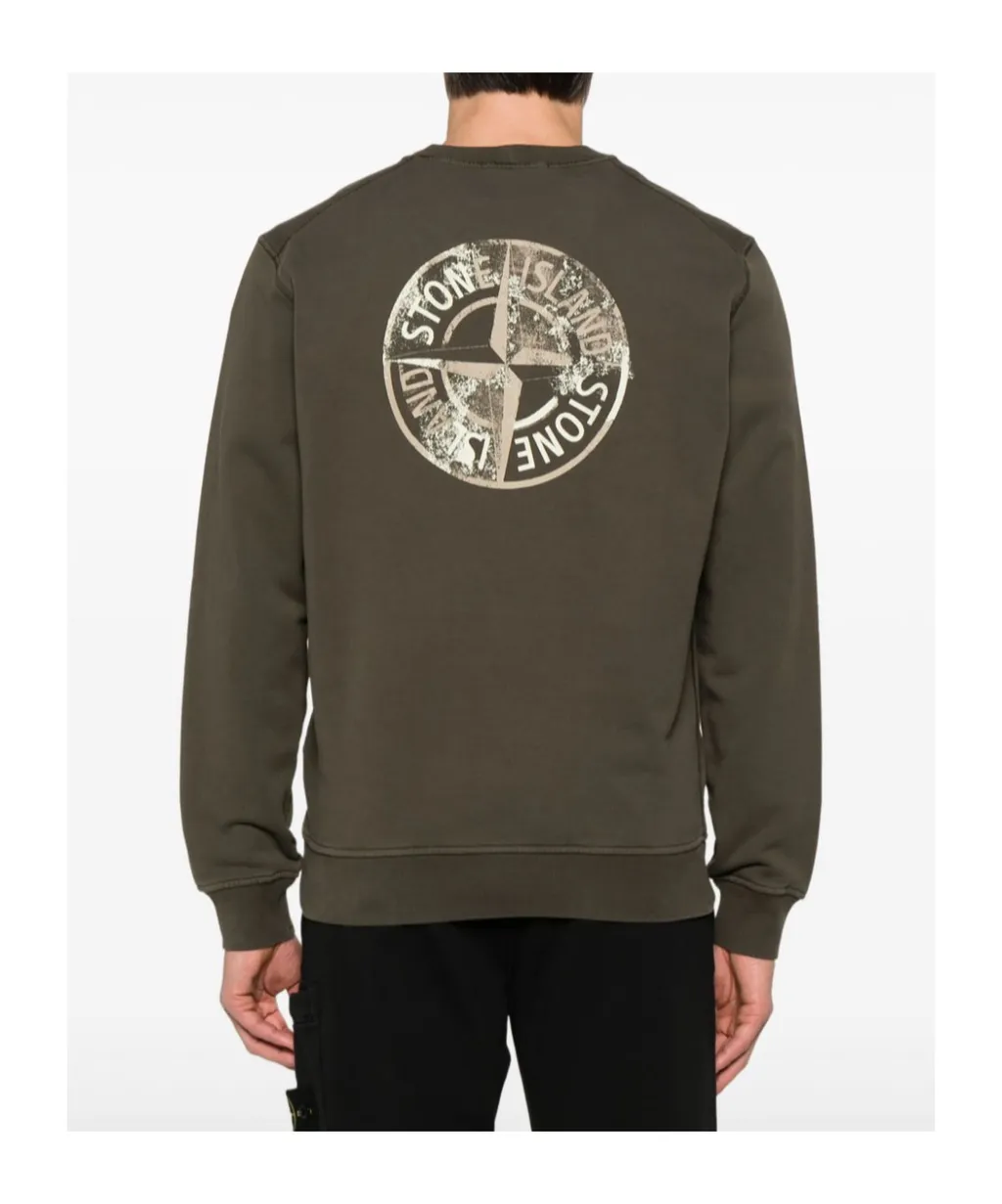Stone Island Logo-Printed Crewneck Sweatshirt