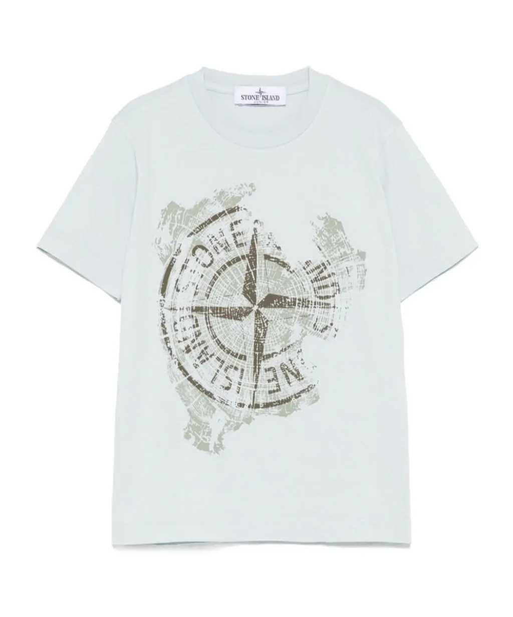 Stone Island Junior Compass Printed Crewneck T-Shirt