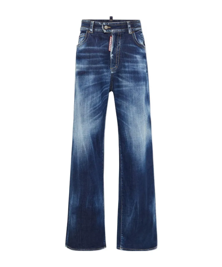 Dsquared2 Logo-Patch Wide-Leg Jeans