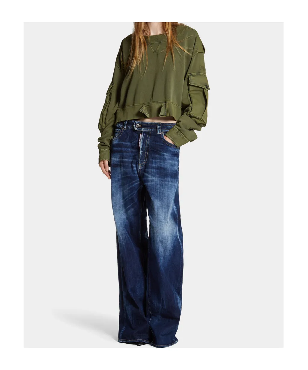 Dsquared2 Logo-Patch Wide-Leg Jeans