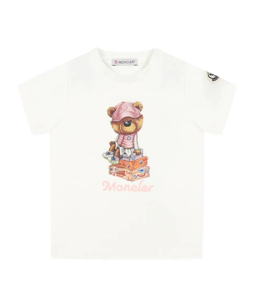 Teddy Bear Motif Cotton T-Shirt