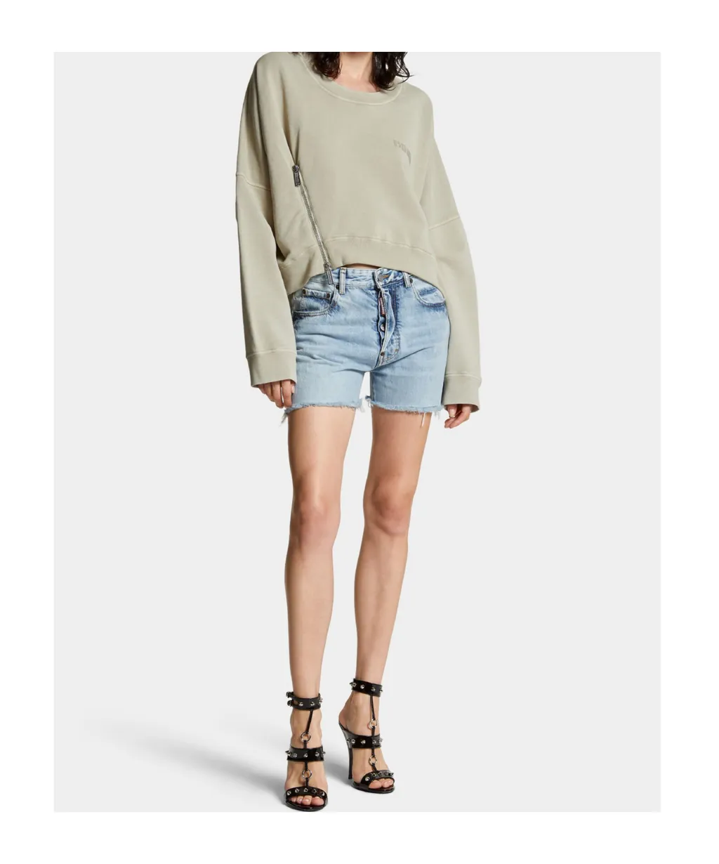 Dsquared2 Logo-Patch Distressed Denim Shorts